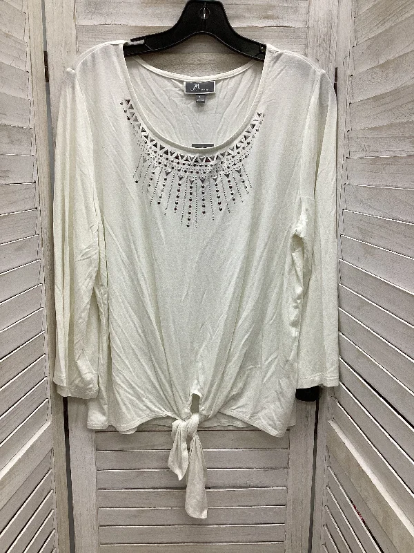 Top Long Sleeve By Jm Collections In Ivory, Size: L