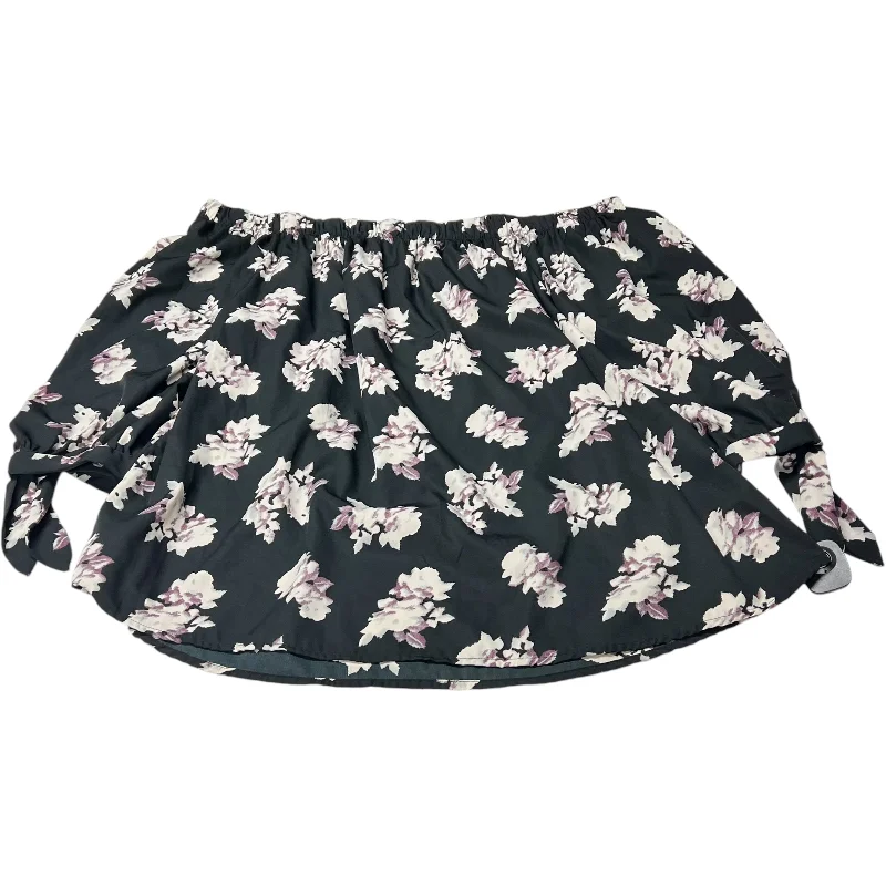 Top 3/4 Sleeve By Time to Bloom In Black Floral, Size: 3x