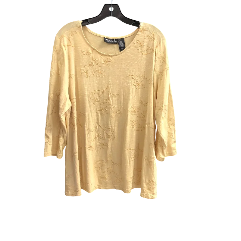 Top 3/4 Sleeve By Cmc In Yellow, Size: 2x