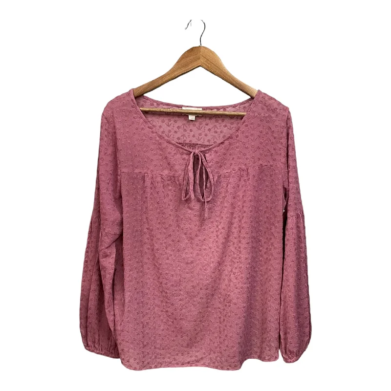 Top 3/4 Sleeve By Loft In Purple, Size: L