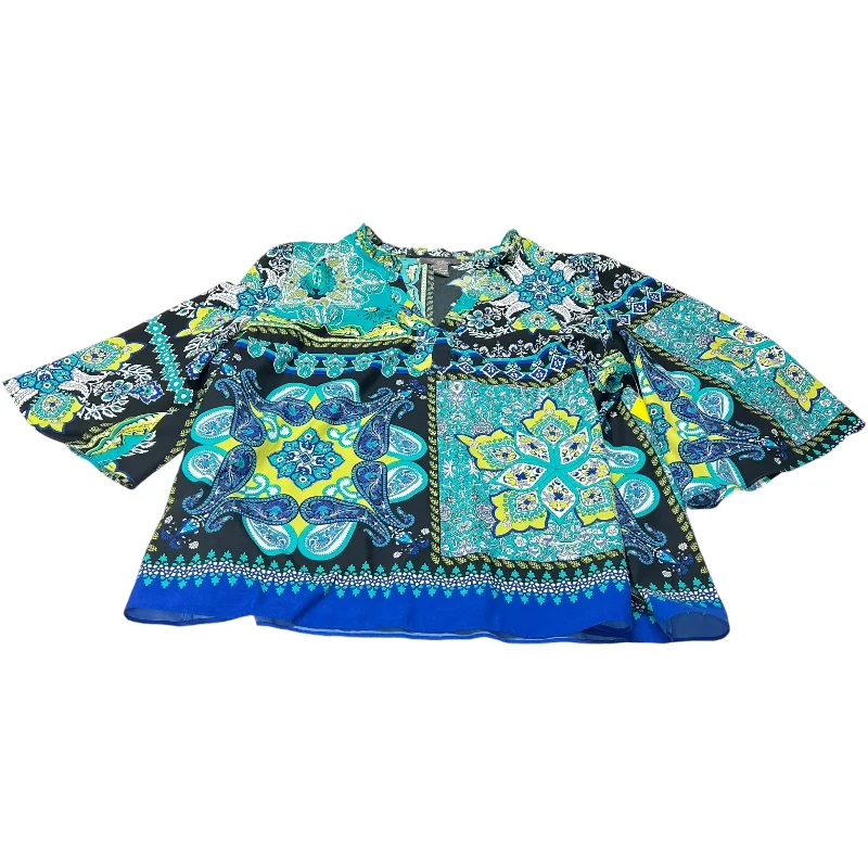 Top 3/4 Sleeve By Olivia Matthews In Blue & Green, Size: 3x