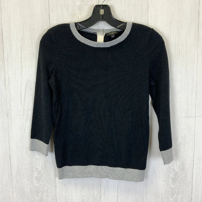 Top 3/4 Sleeve By Talbots In Black & Grey, Size: Petite   S