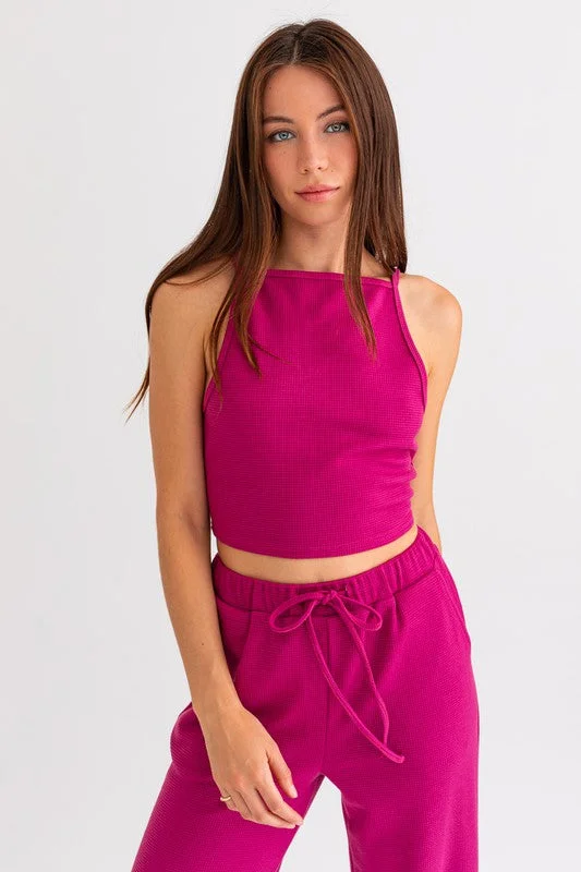 Berry Blaze Knit Crop Tank Top - Final Sale