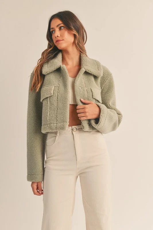 Sage Leavenworth Sherpa Cropped Jacket