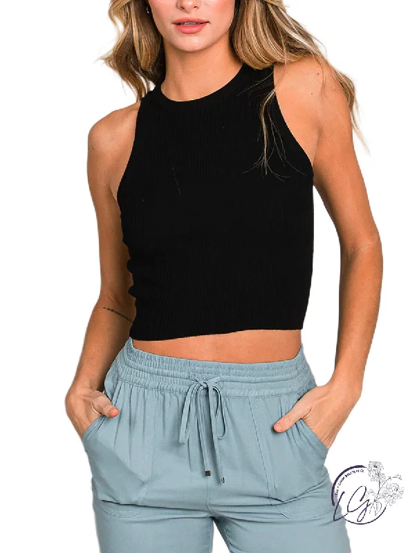 Rare Life Cropped Halter Knit Tank