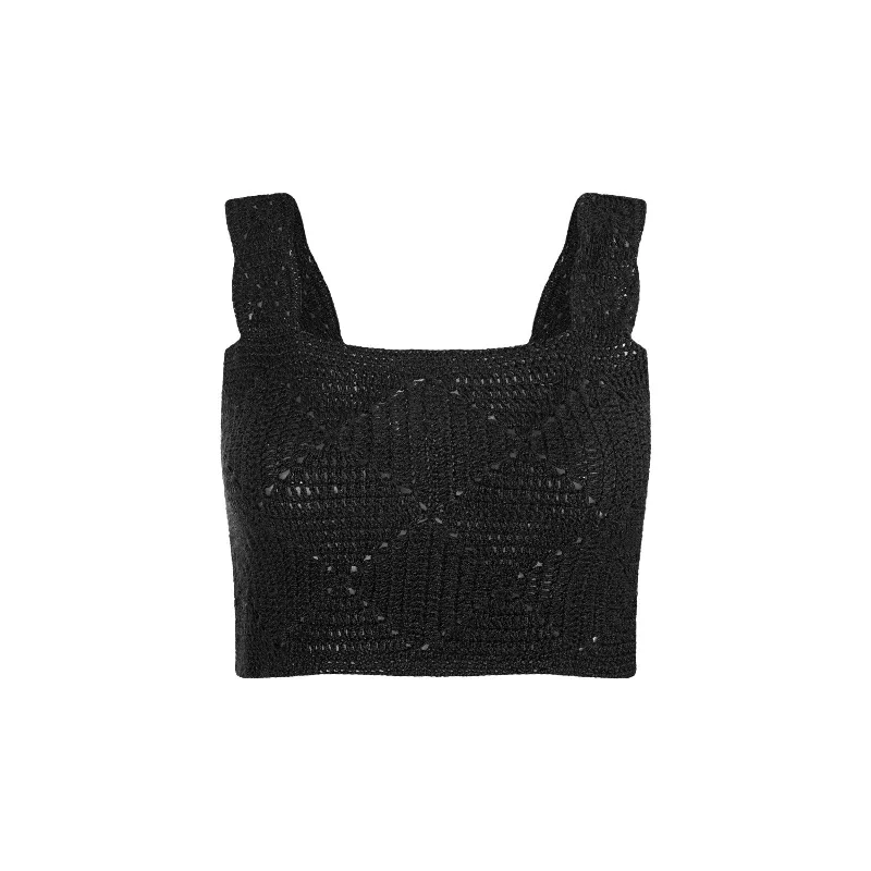 Top Makki unicolor Crochet - Black