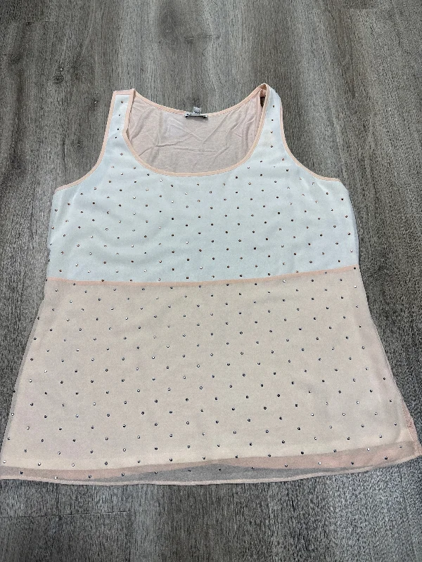 Top Sleeveless By Express In Pink & White, Size: L