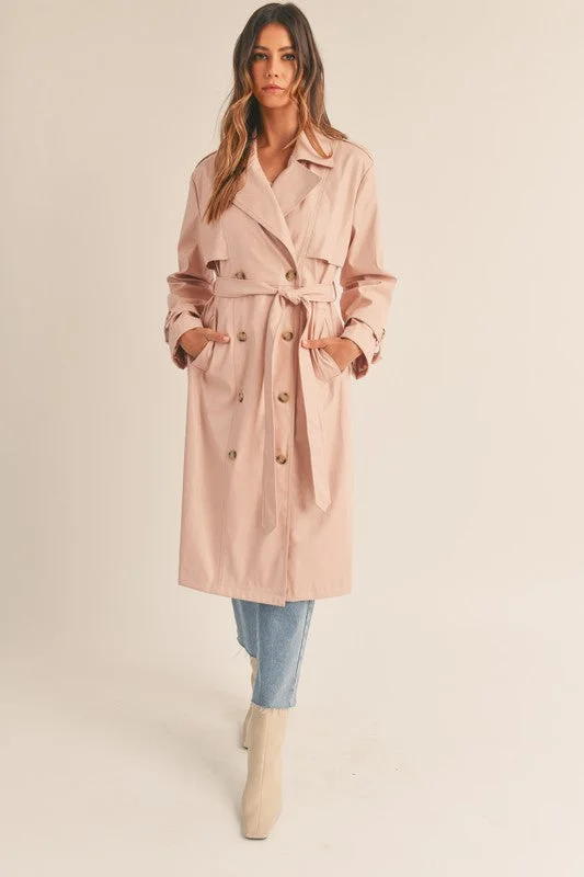 You're Making Me Blush Faux Leather Trench Coat - Final Sale